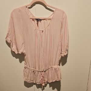 Express Light Pink Blouse with Tie Waist